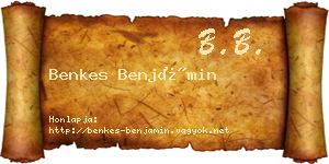 Benkes Benjámin névjegykártya